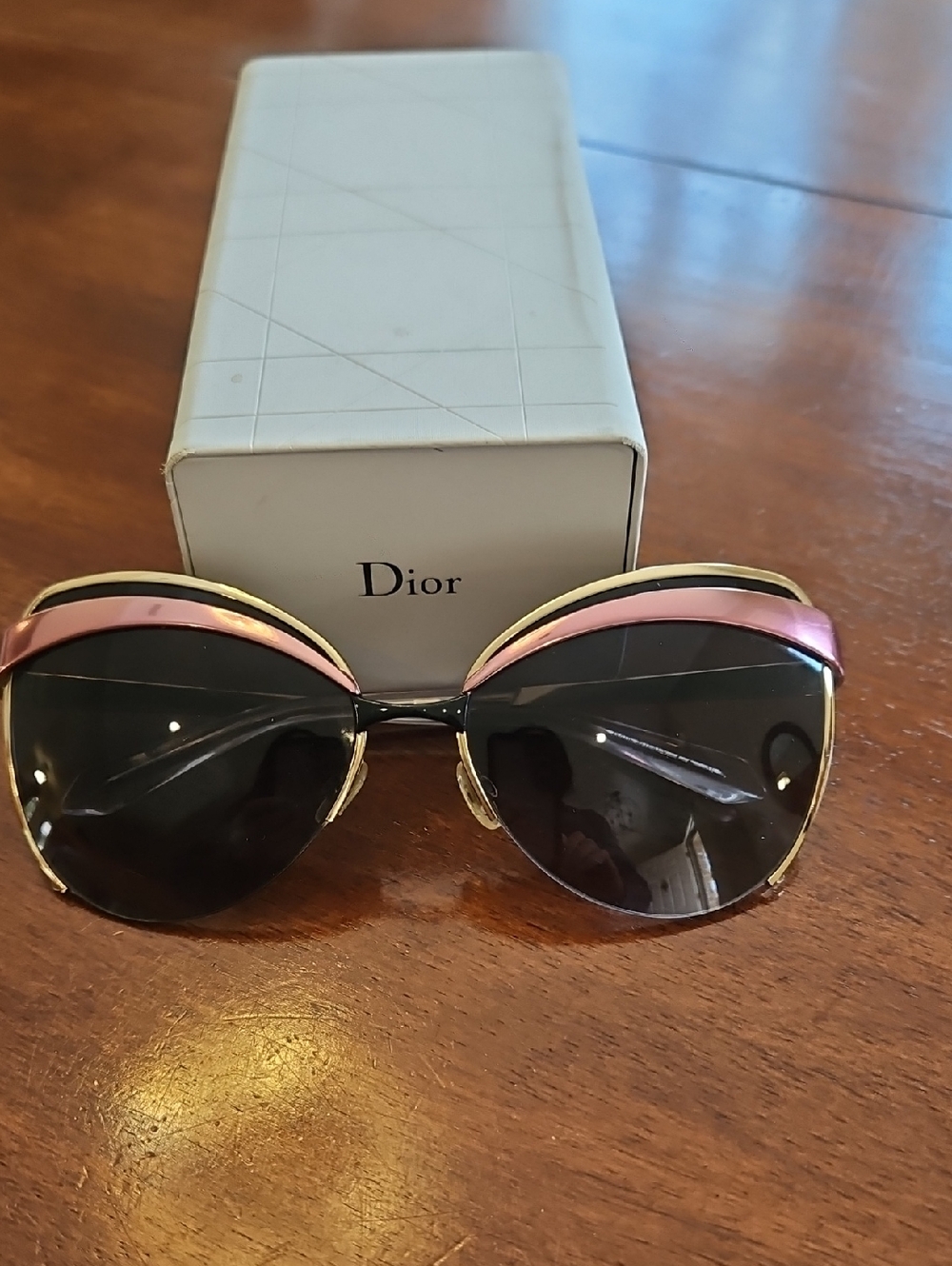 Dior Gold and Pink Oversized Cat-Eye Sunglasses